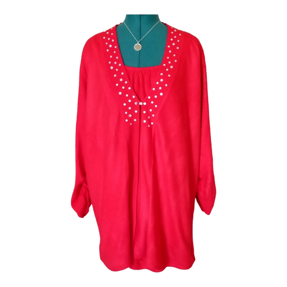 Red Plus Size Sag Harbor Sweater 2X